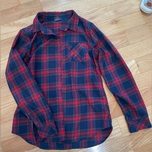 Eddie Bauer Red and Black Plaid Casual Shirt